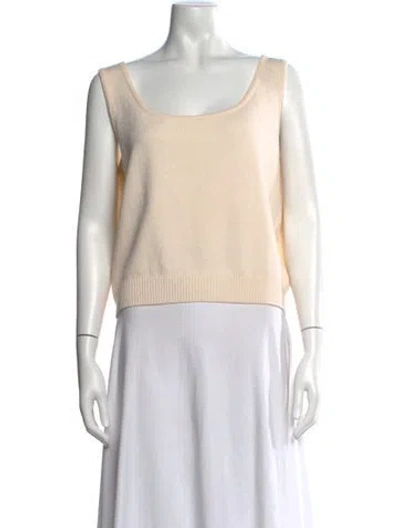 Pre-owned St John Wool Scoop Neck Top In Neutral