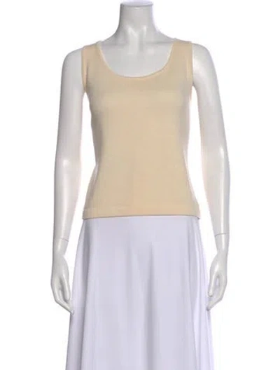 Pre-owned St John Wool Scoop Neck Top In Neutral