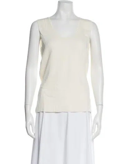 Pre-owned St John Wool Scoop Neck Top In Neutral