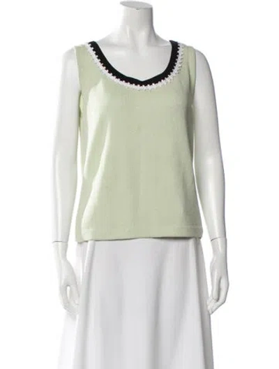 Pre-owned St John Wool Scoop Neck Top In Neutral