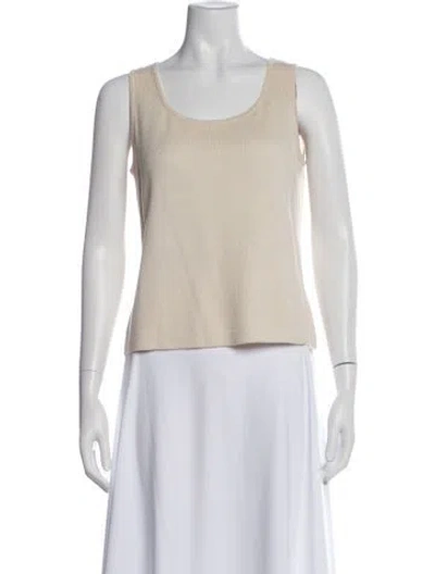 Pre-owned St John Wool Scoop Neck Top In Neutral