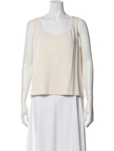 Pre-owned St John Wool Scoop Neck Top In Neutral