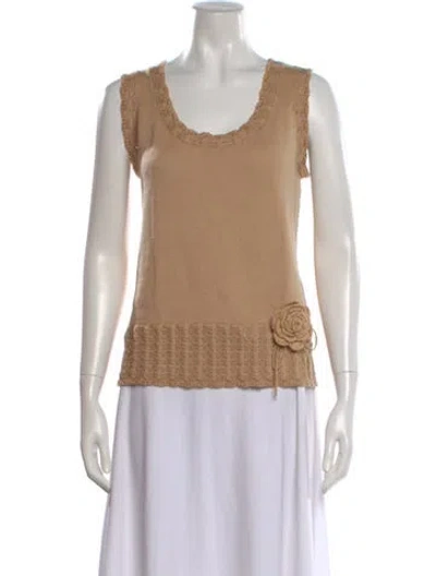 Pre-owned St John Wool Scoop Neck Top In Neutral