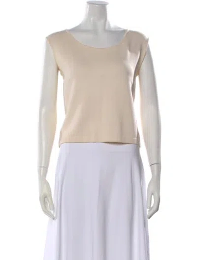 Pre-owned St John Wool Scoop Neck Top In Neutral