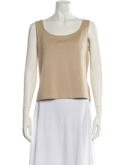 Pre-owned St John Wool Scoop Neck Top In Neutral