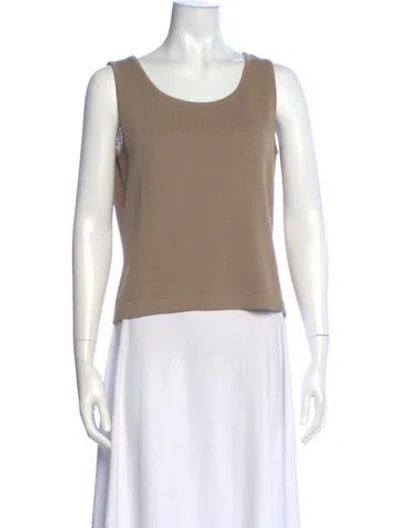 Pre-owned St John Wool Scoop Neck Top In Neutral