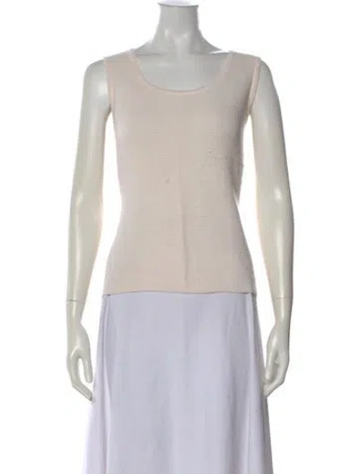 Pre-owned St John Wool Scoop Neck Top In Neutral