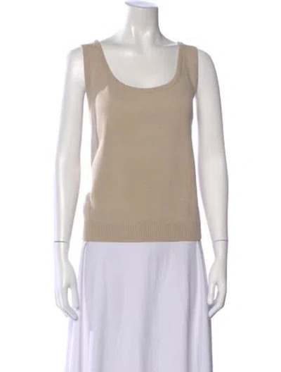 Pre-owned St John Wool Scoop Neck Top In Neutral