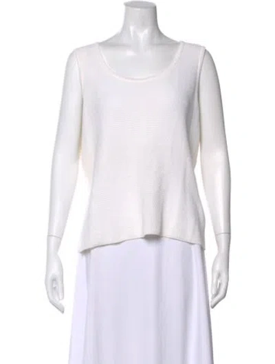 Pre-owned St John Wool Scoop Neck Top In Neutral