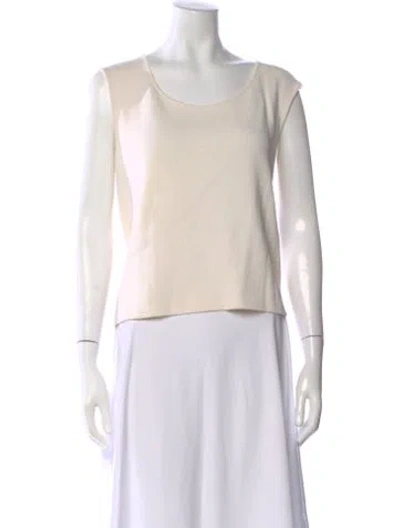 Pre-owned St John Wool Scoop Neck Top In Neutral