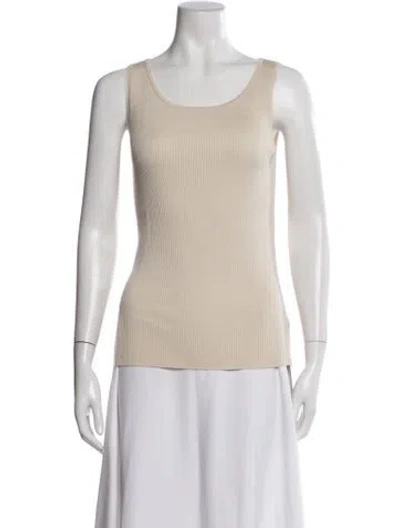 Pre-owned St John Wool Scoop Neck Top In Neutral