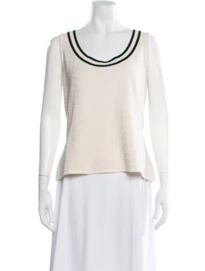 Pre-owned St John Wool Scoop Neck Top In Neutral