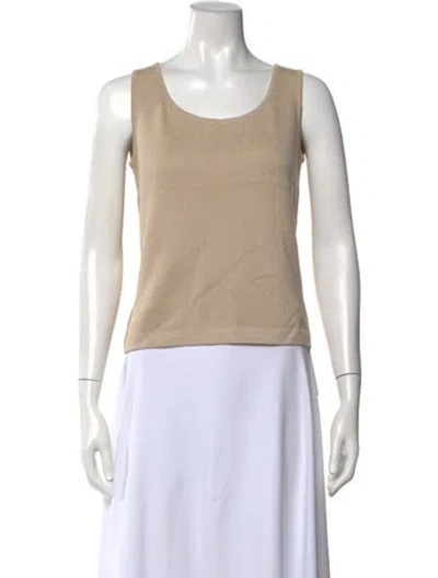 Pre-owned St John Wool Scoop Neck Top In Neutral