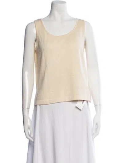 Pre-owned St John Wool Scoop Neck Top In Neutral