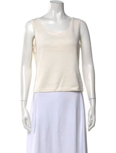 Pre-owned St John Wool Scoop Neck Top In Neutral