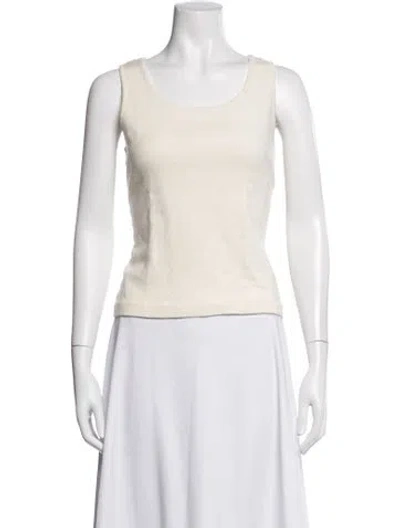 Pre-owned St John Wool Scoop Neck Top In Neutral