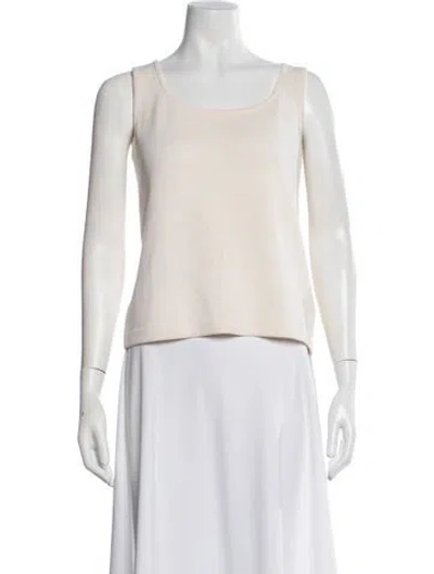Pre-owned St John Wool Scoop Neck Top In Neutrals