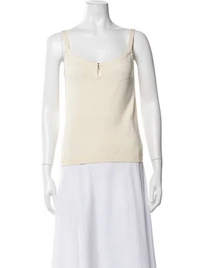 Pre-owned St John Wool Scoop Neck Top In Neutrals