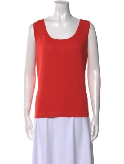 Pre-owned St John Wool Scoop Neck Top In Orange