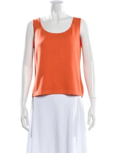 Pre-owned St John Wool Scoop Neck Top In Orange