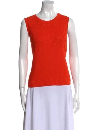 Pre-owned St John Wool Scoop Neck Top In Orange