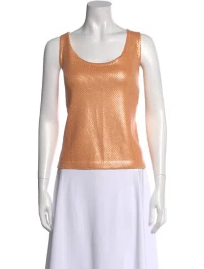 Pre-owned St John Wool Scoop Neck Top In Orange