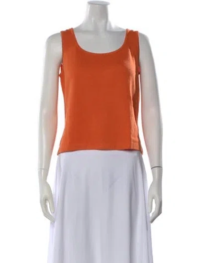 Pre-owned St John Wool Scoop Neck Top In Orange