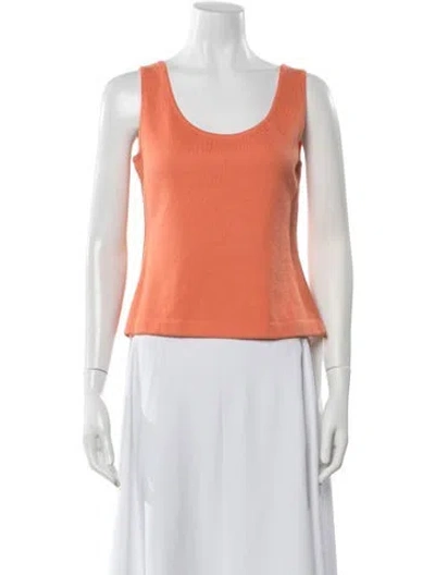 Pre-owned St John Wool Scoop Neck Top In Orange