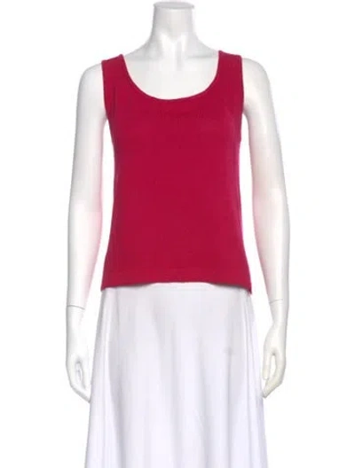 Pre-owned St John Wool Scoop Neck Top In Pink