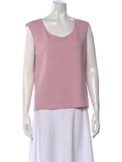 Pre-owned St John Wool Scoop Neck Top In Pink