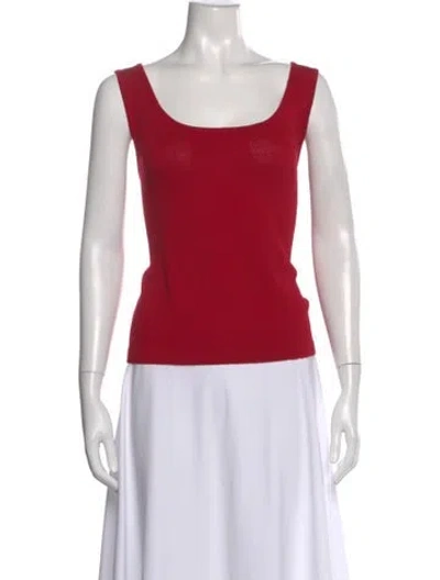 Pre-owned St John Wool Scoop Neck Top In Pink