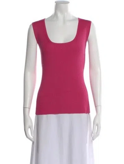 Pre-owned St John Wool Scoop Neck Top In Pink