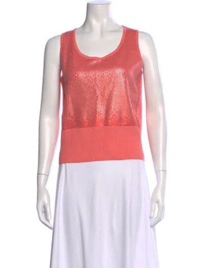 Pre-owned St John Wool Scoop Neck Top In Pink
