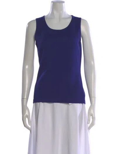 Pre-owned St John Wool Scoop Neck Top In Purple