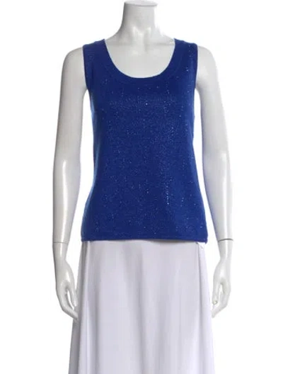 Pre-owned St John Wool Scoop Neck Top In Purple