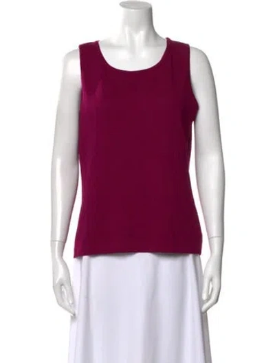 Pre-owned St John Wool Scoop Neck Top In Purple