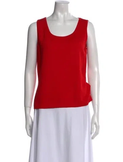 Pre-owned St John Wool Scoop Neck Top In Red