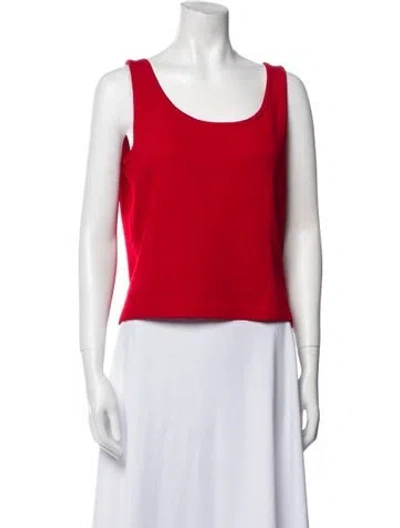 Pre-owned St John Wool Scoop Neck Top In Red