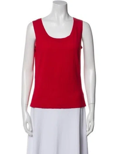 Pre-owned St John Wool Scoop Neck Top In Red