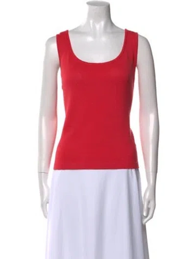 Pre-owned St John Wool Scoop Neck Top In Red