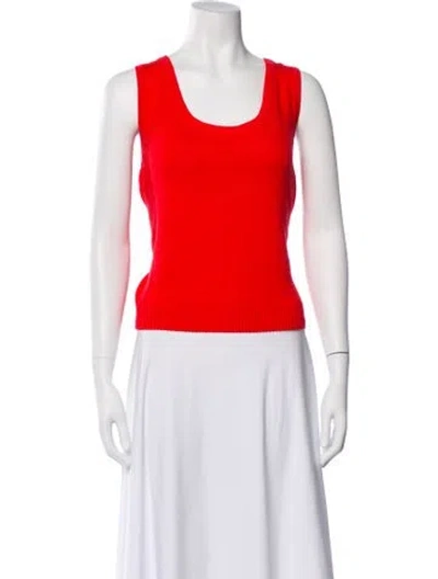 Pre-owned St John Wool Scoop Neck Top In Red