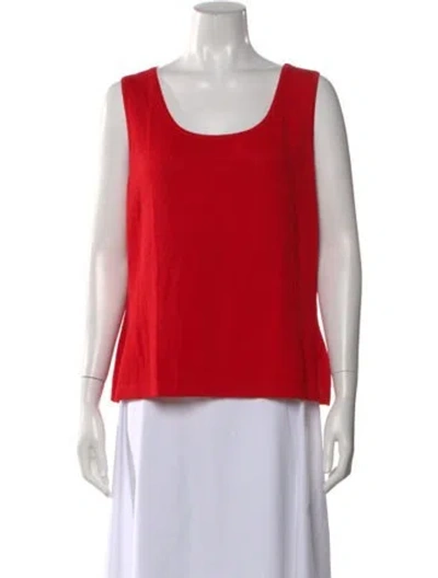 Pre-owned St John Wool Scoop Neck Top In Red