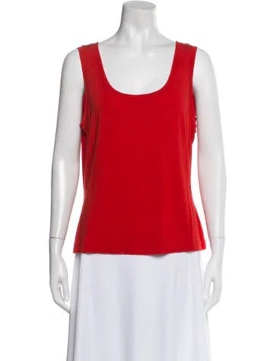 Pre-owned St John Wool Scoop Neck Top In Red