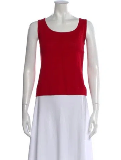 Pre-owned St John Wool Scoop Neck Top In Red