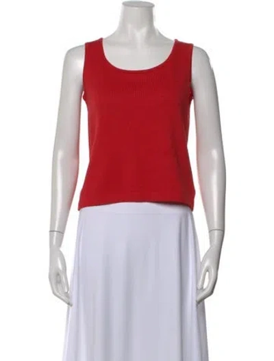 Pre-owned St John Wool Scoop Neck Top In Red