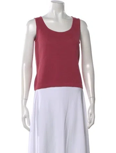Pre-owned St John Wool Scoop Neck Top In Red