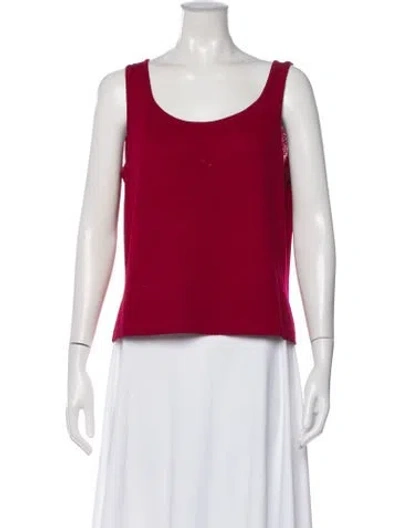 Pre-owned St John Wool Scoop Neck Top In Red