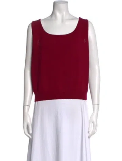 Pre-owned St John Wool Scoop Neck Top In Red