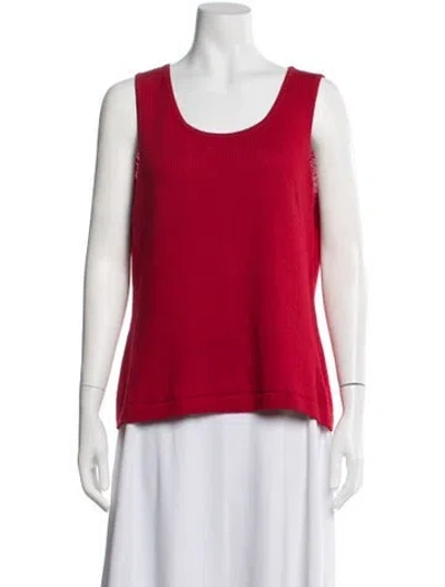 Pre-owned St John Wool Scoop Neck Top In Red
