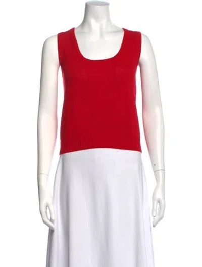 Pre-owned St John Wool Scoop Neck Top In Red